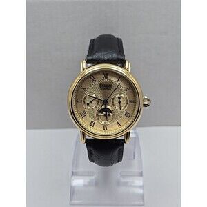 Stauer Magnificat II Automatic Watch 27 Jewels Moonphase Day Date Gold Tone 40mm